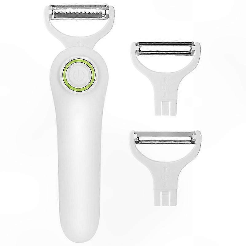 Electric 3-in-1 Peeler for Potatoes, Vegetables, and Fruits with USB Rechargeable Handheld Design - White