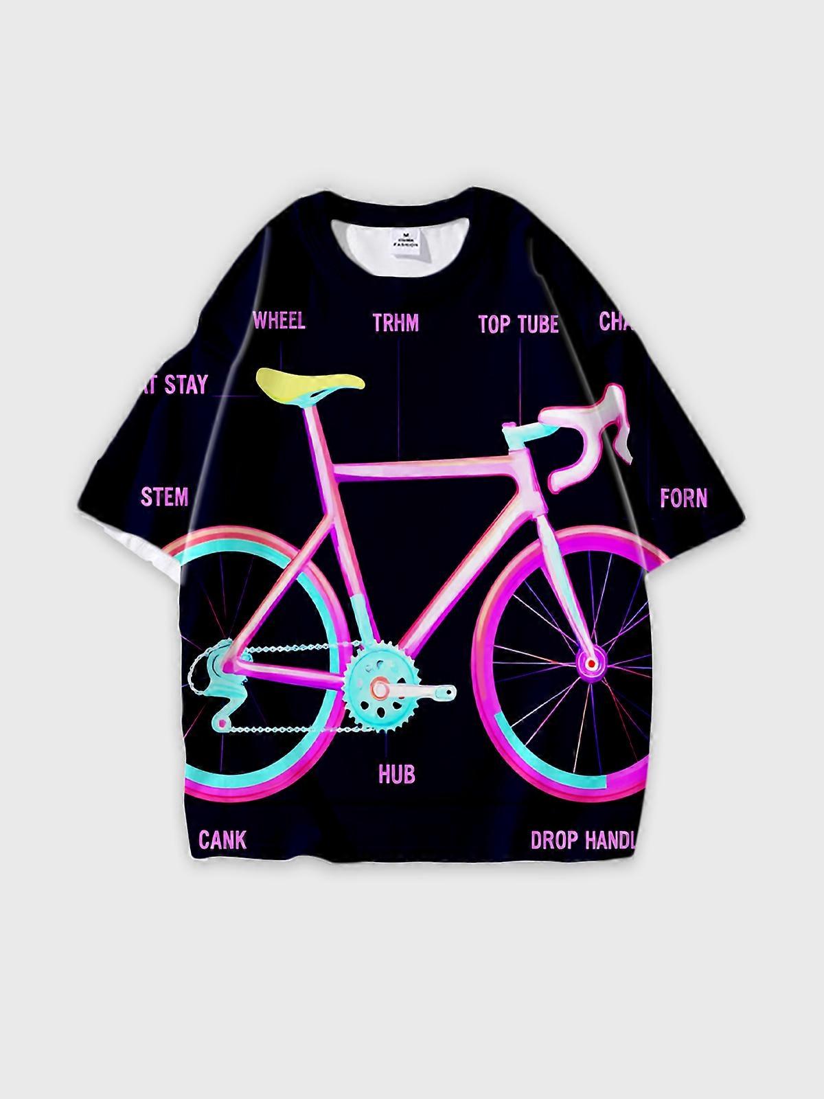 T-Shirt Short Sleeve Round Neck, Summer Casual Loose Graphic Tee, Unisex Pattern U1837