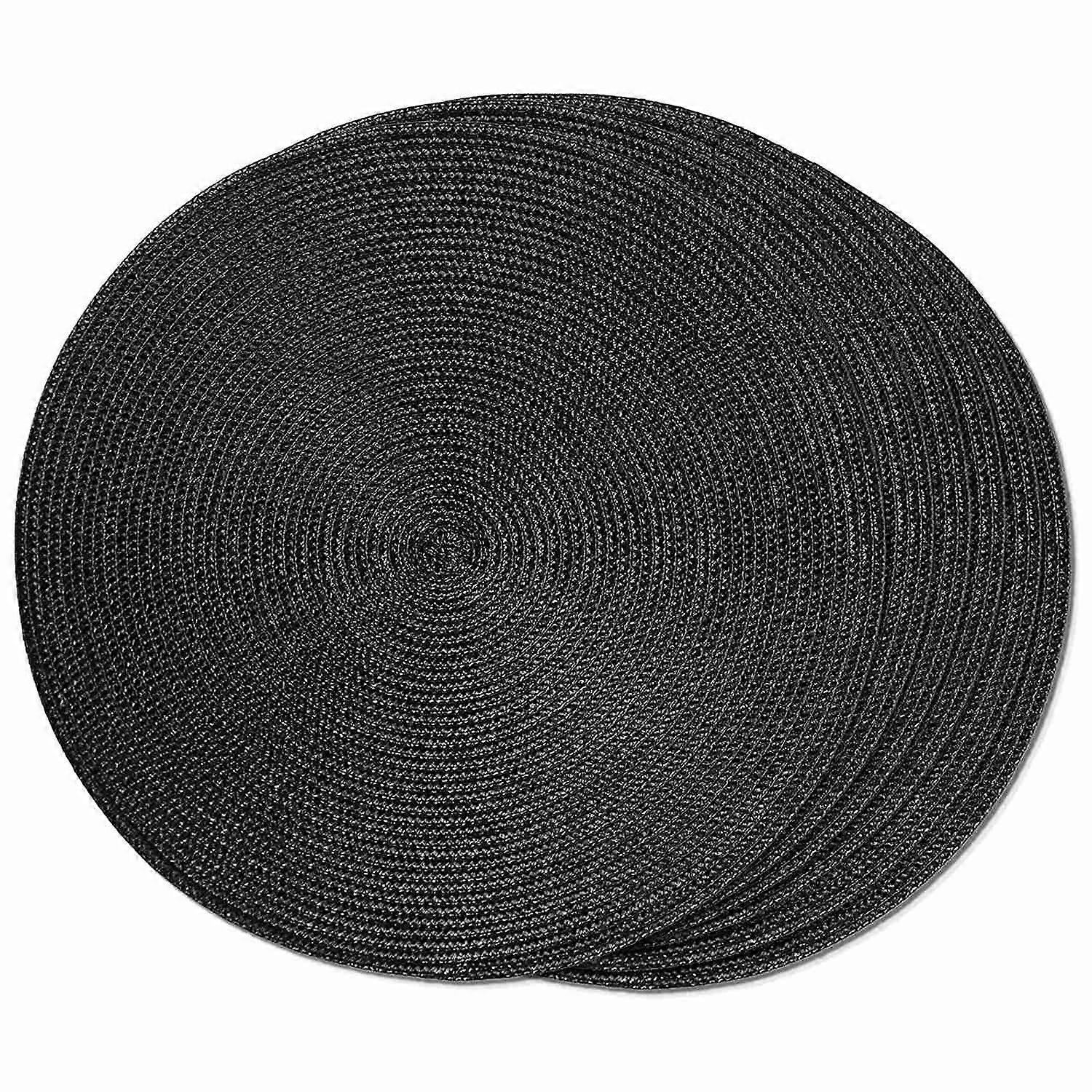 Round Braided Placemats Set of 6 Table Mats for Dining Tables Woven Washable Non-Slip Place Mats 15