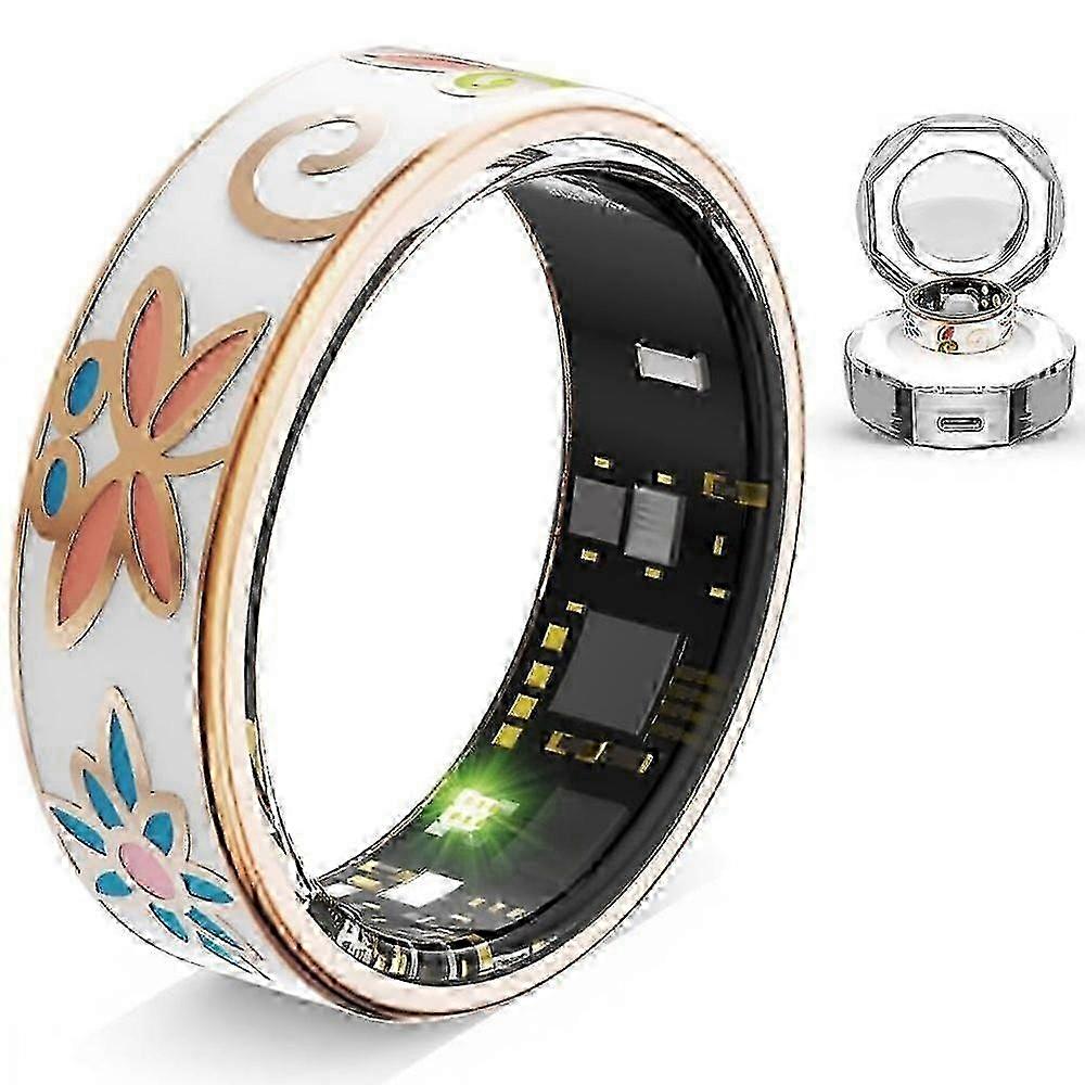 R18 Enamel Waterproof Smart Ring with Heart Rate and Blood Oxygen Monitor Fitness Tracker and Charging