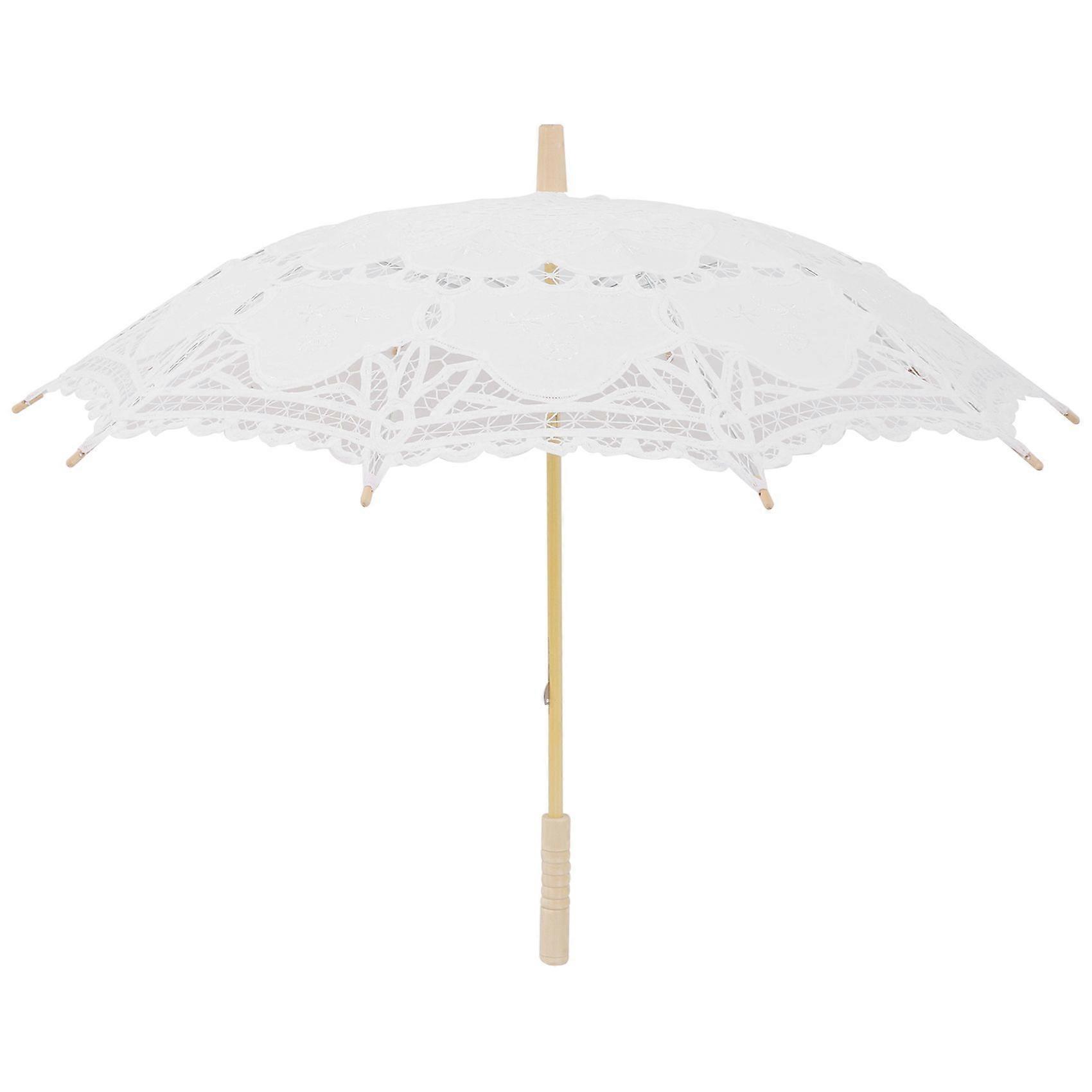 Ombrelle de mariage brodée en dentelle victorienne de 80 cm, blanche