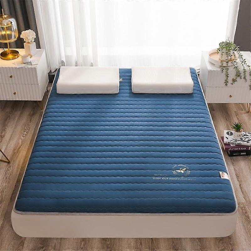 Japanese Floor Futon Roll Up Mattress Foldable Sleeping Pad Blue 80 x 190 cm Breathable For Lounger Bed Single Double