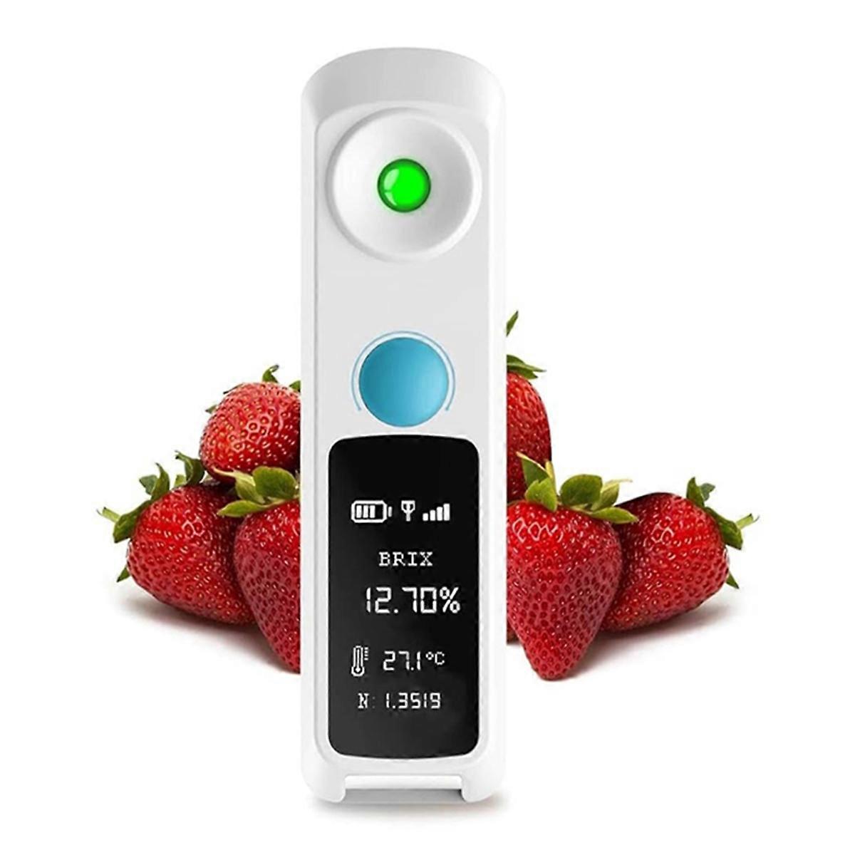 Refractometer - 0-32% Range, ±0.1% Accuracy, Waterproof, Rechargeable - for Fruits, Vegetables, Desserts and Beverages