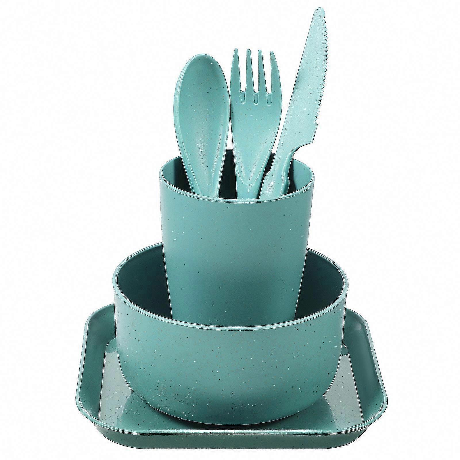 1 Set Wheat Straw Tableware Set Unbreakable Dinnerware Kitchen Cutlery Set