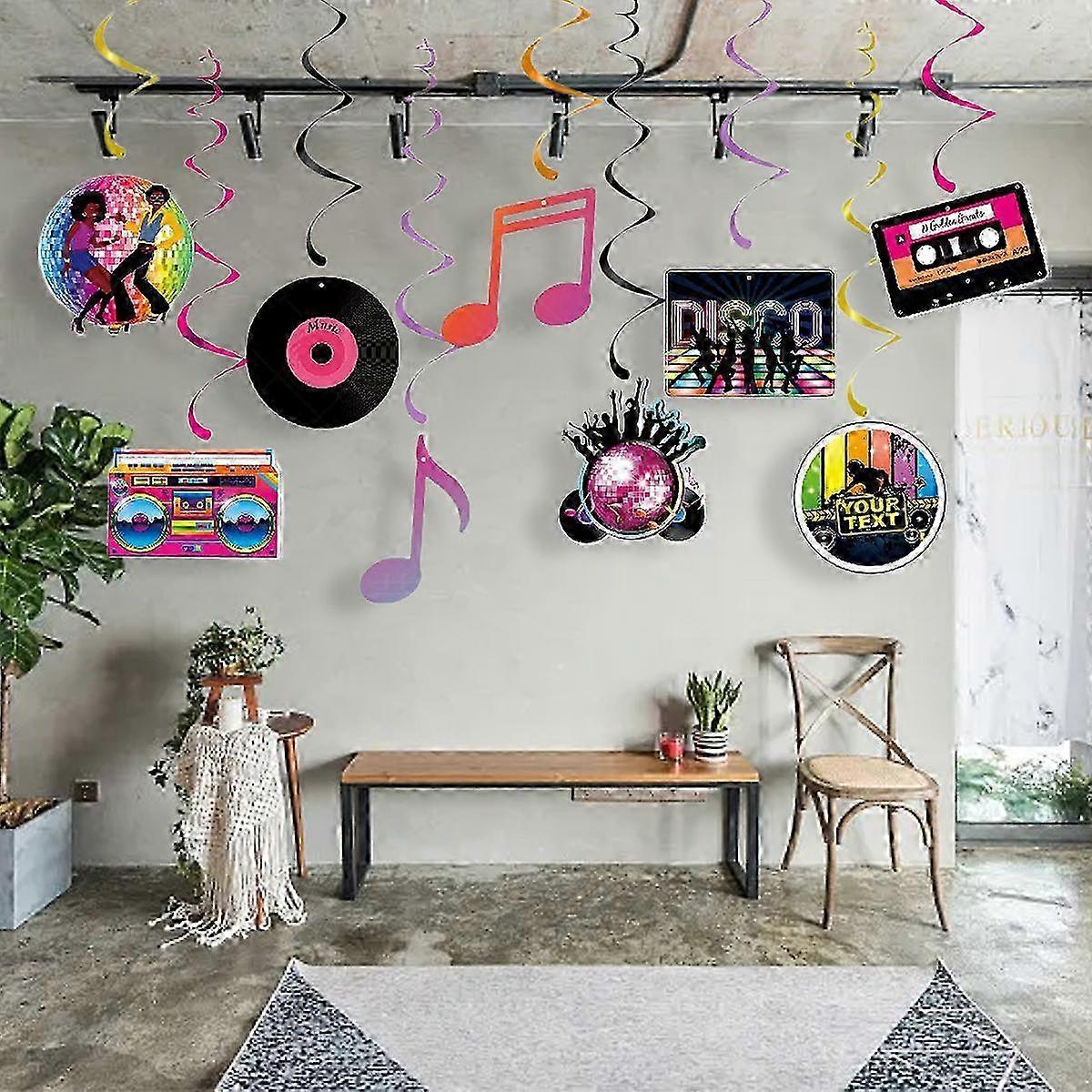Elegant Musical Notes Accents, Glossy Surface Finish Hanging Decorations for 80s Theme Parties, Robust and Reusable, Bright Colours, Hip-Hop Design, 2
