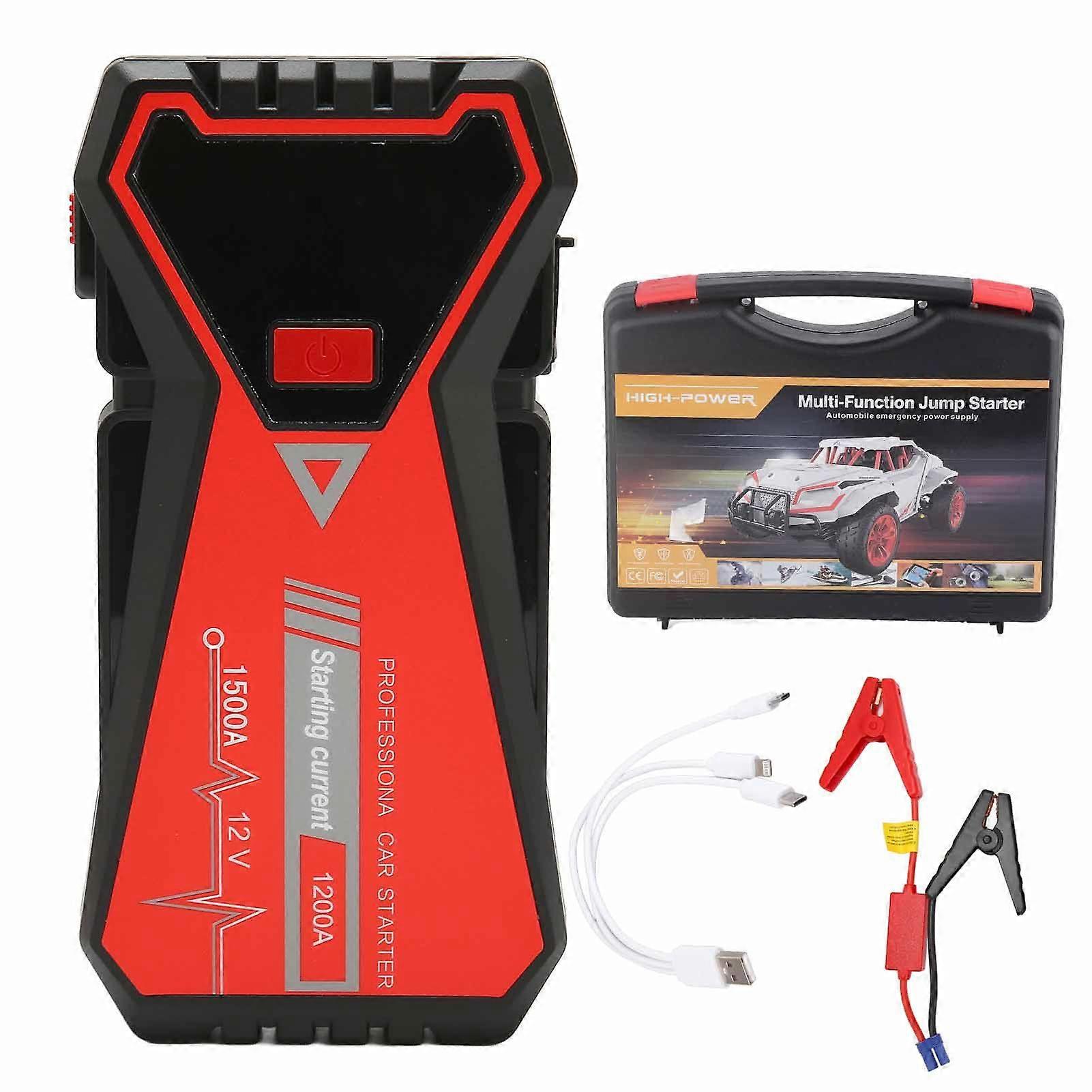 カーバッテリージャンプスターター1500A 26000mAh 96.2W 12VタイプC充電式LCDディスプレイIP66キャンプ用防水カージャンパーボックス