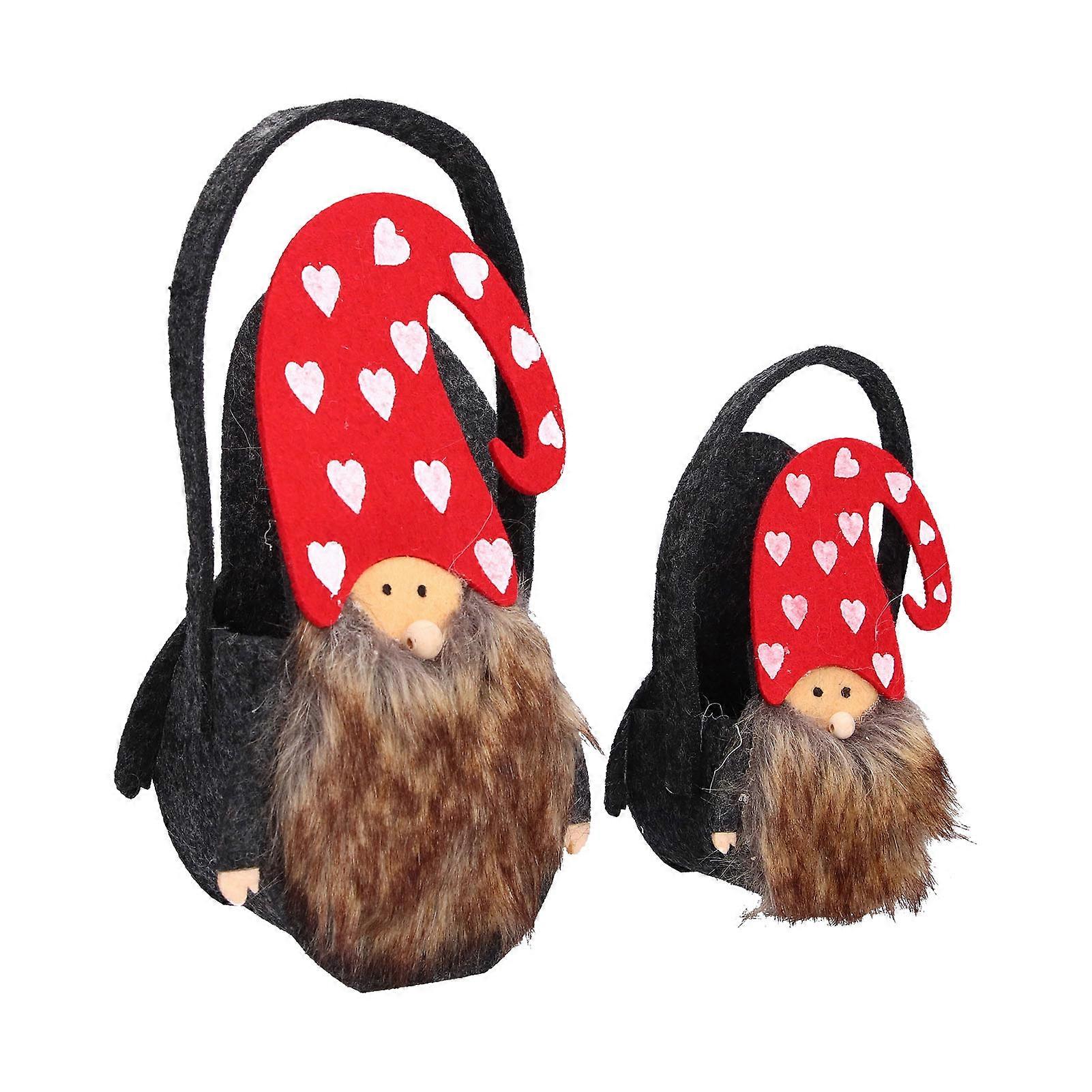 2pcs Christmas Candy Snack Basket Set Portable Polyester Gift Bag