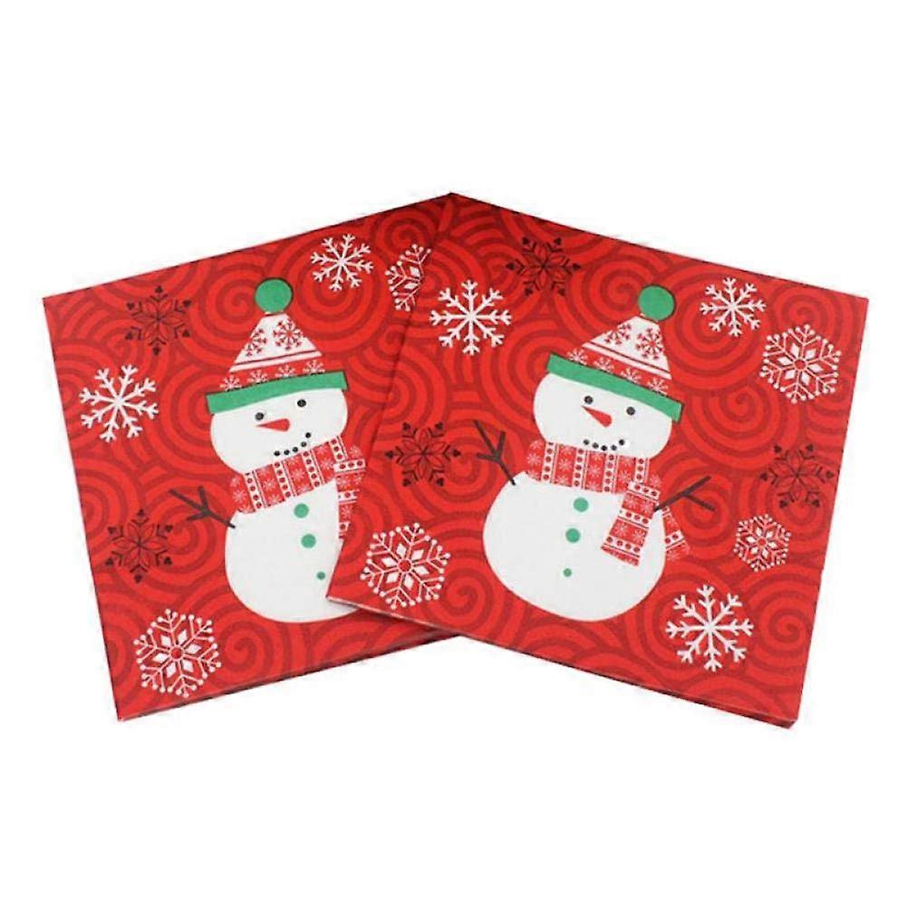 Snowman Napkins 20Piece Set Printed Snowman Pattern Christmas Napkins For Home Store Party