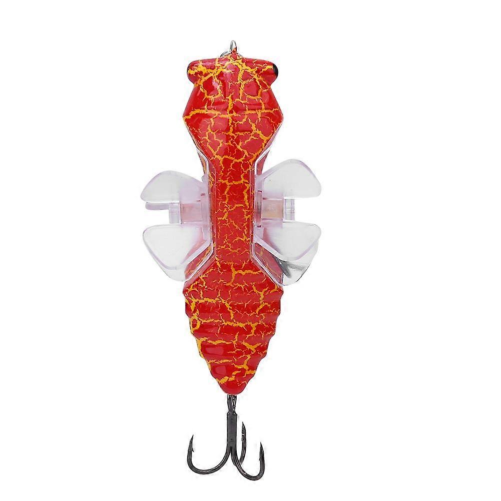 Hard Fish Lure Bionic Cicada Shape Fishing Bait with Rotating Spins Propeller Treble Hook 7.5cm