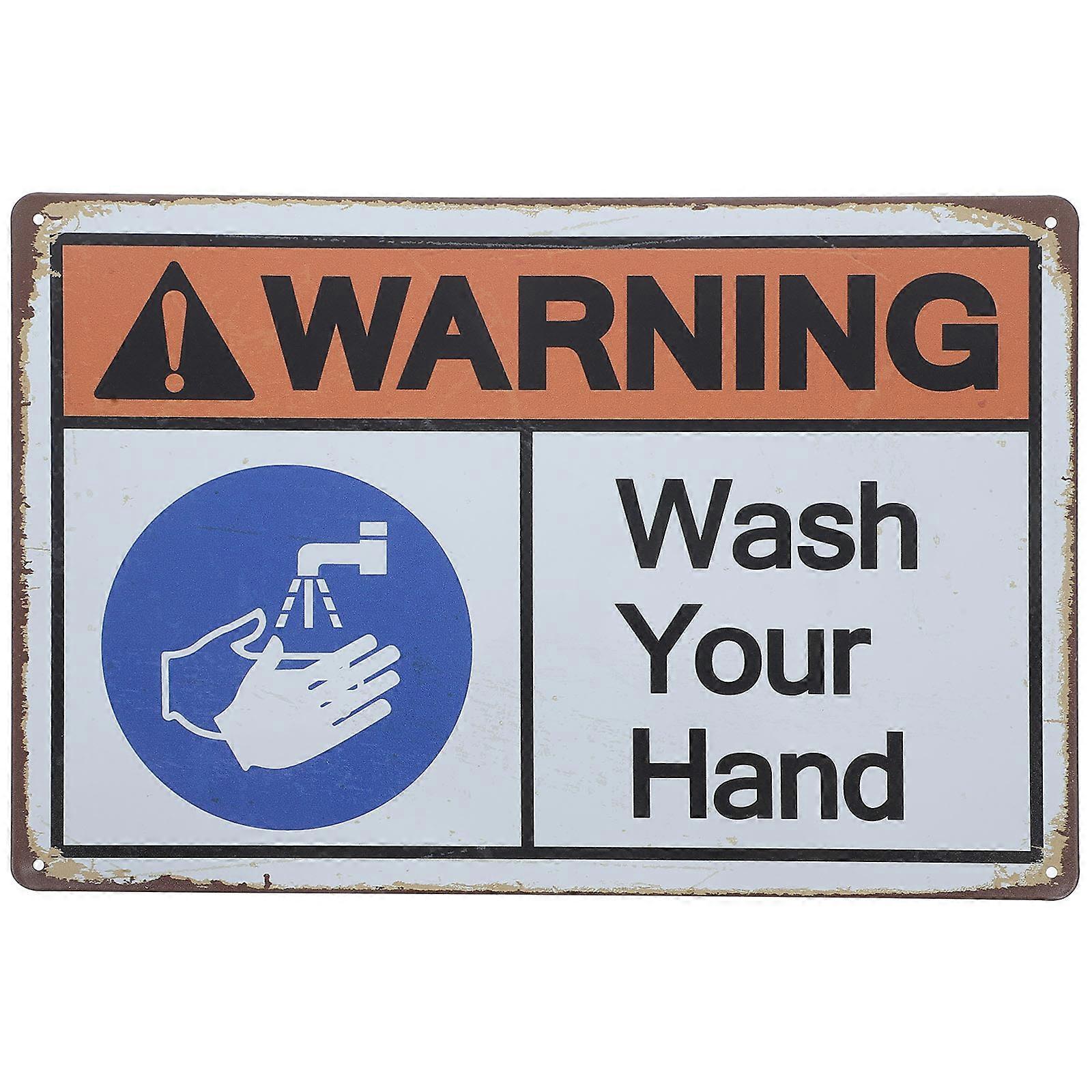 Wash Hands Sticker Caution Sign for Toilet with Durable Iron