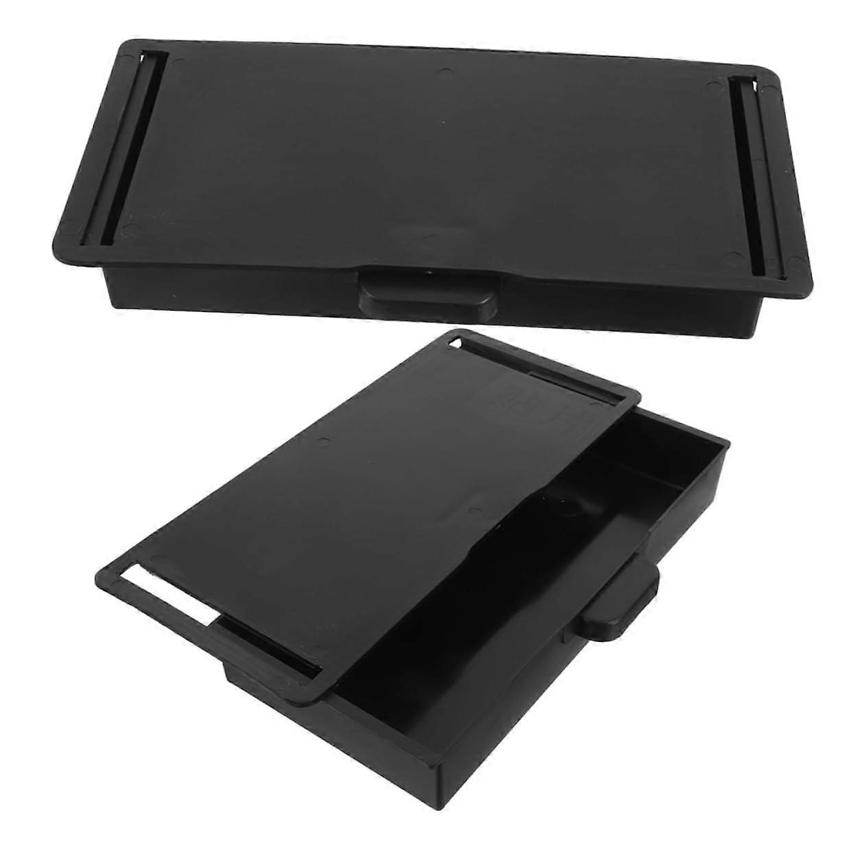 Under Desk Drawer Organizer No Drill Self Adhesive Hidden Storage Box 2 Pack Slide Out Cabinet Organizer Office Kitchen