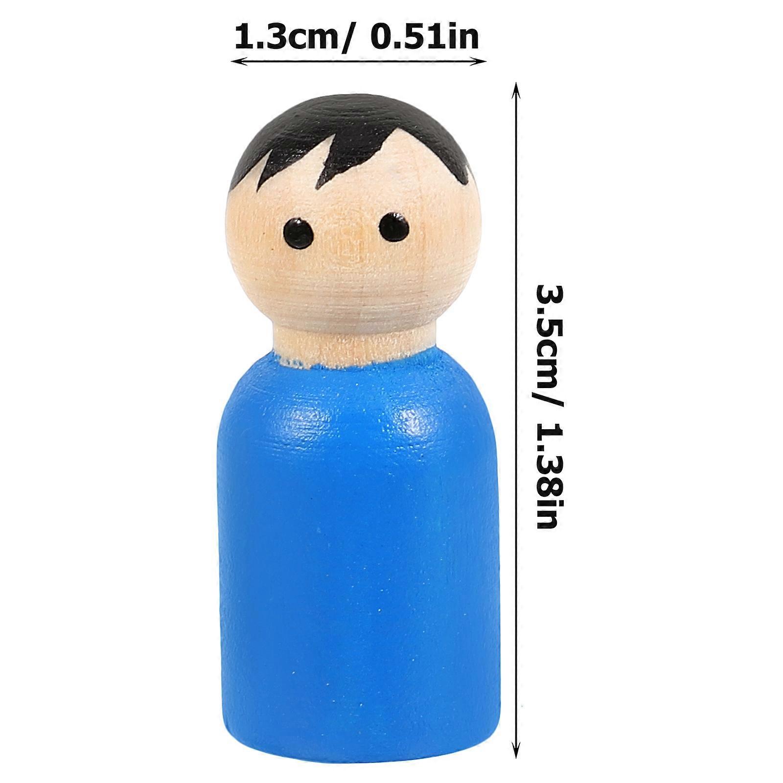 Wooden Peg People for Decoration with 5Sets of Unpainted DIY Peg Dolls