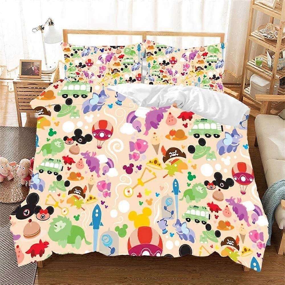 d155 3D Children Duvet Cover Set Bedding Set King Cartoon Animals Printed Comforter Cover 3 Pieces Bed Sets With Zipper Closure With 2 Soft Microfibe