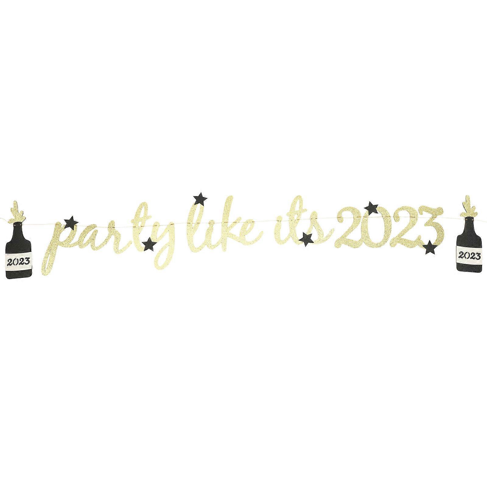 3Pcs Party 2023 Banner Golden Hanging New Year Decoration Banner
