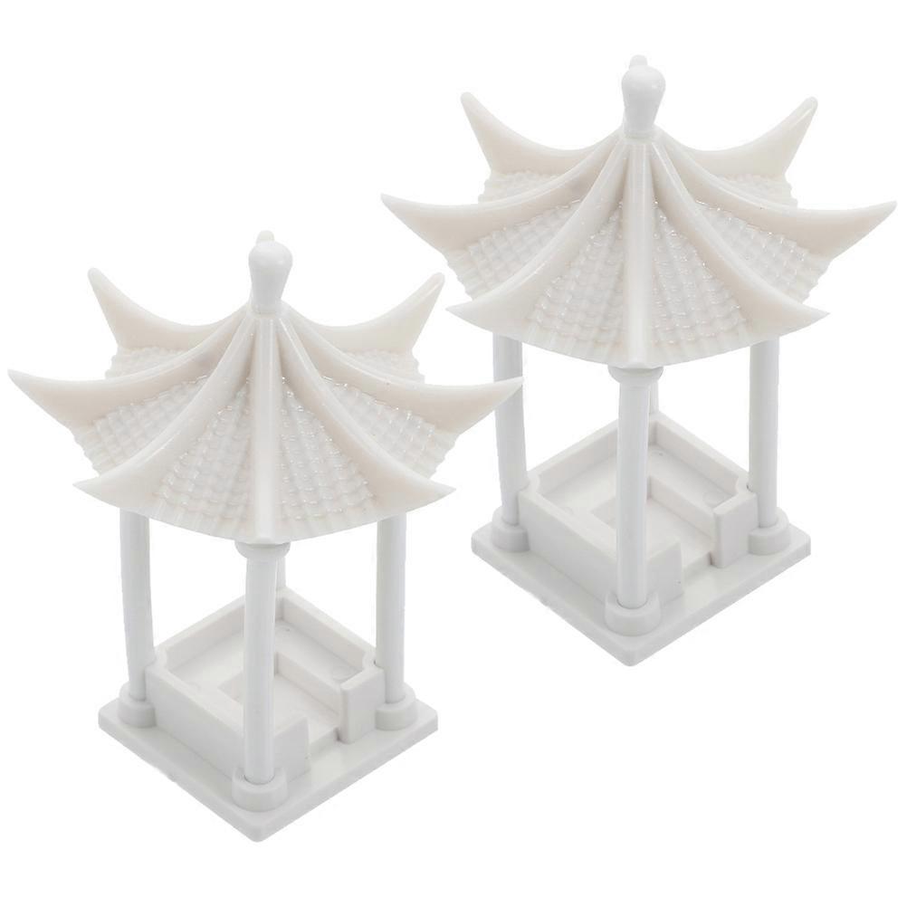 Tiny Pavilion Model for Micro Landscape Decoration 6Pcs White Pavilion Set