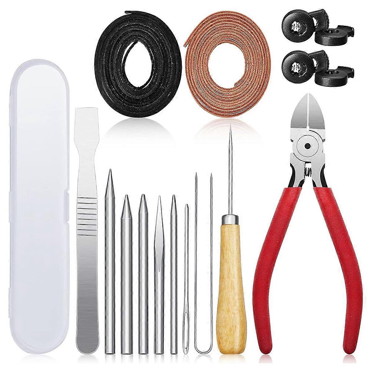 16 Pcs Glove Relacing Kit Needle Leather Cutter Scratch Awl Tool set2