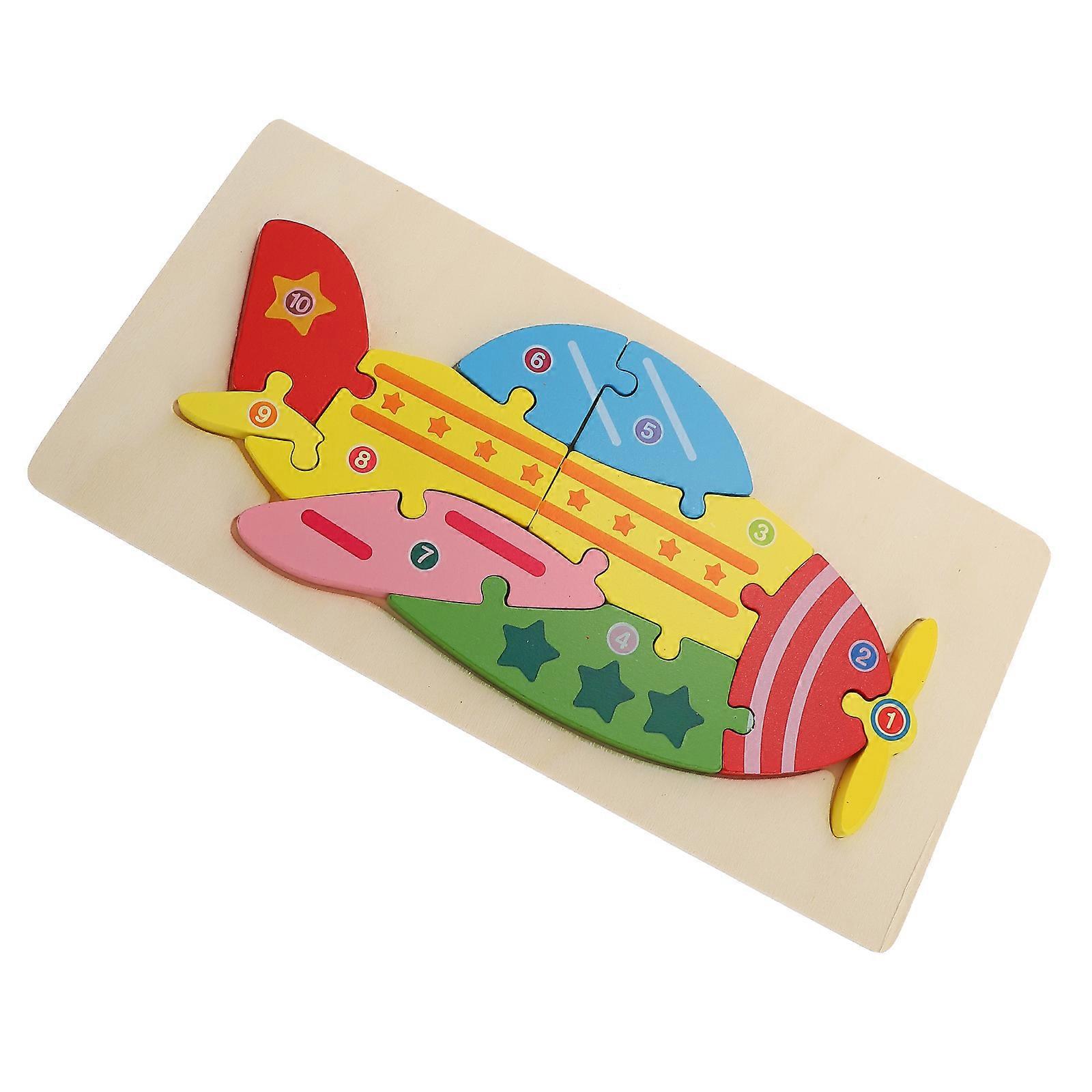 Wood Airplane Puzzle 3D Jigsaw Toy for Kids Use Educational Plaything