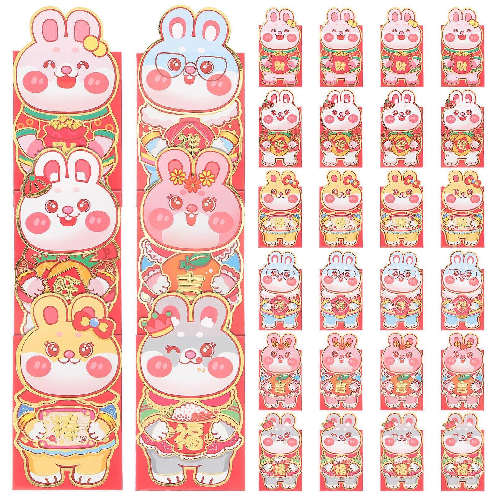 Cartoon Red Envelopes 120 Pcs Festival Decoration Chinese New Year 14.5x8cm Rectangular Design