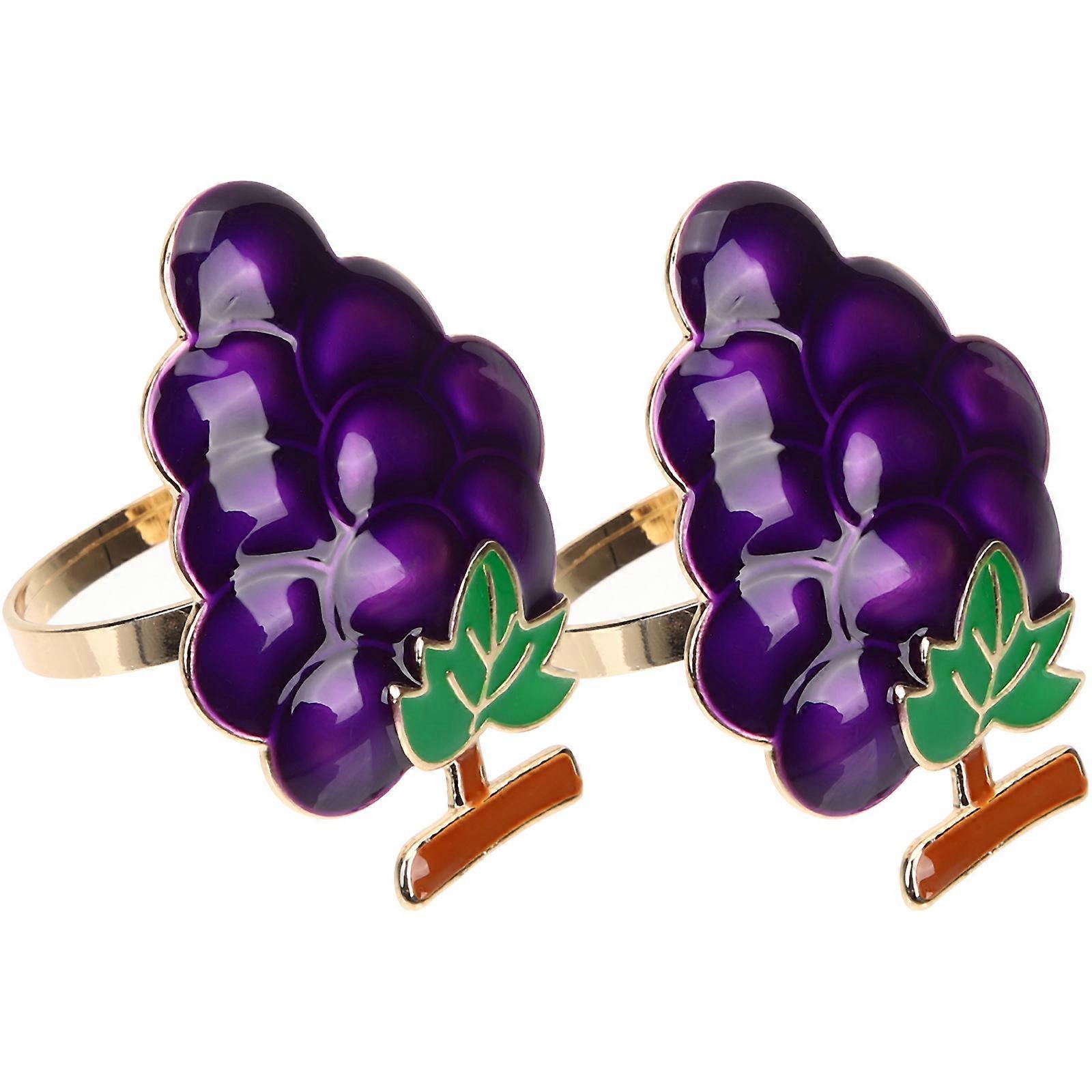 Purple Napkin Rings Grape Pattern for Decoration 6Pcs Set