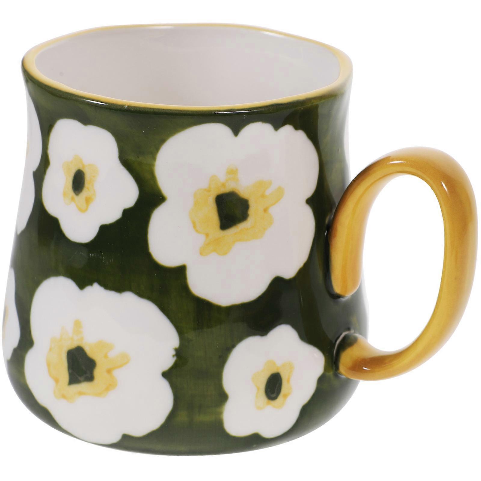 Multi-use Water Mugs 2Pcs Assorted Color Ceramic Breakfast Cup Coffee Shop Use 4.95X3.77X3.50in Elegant Look