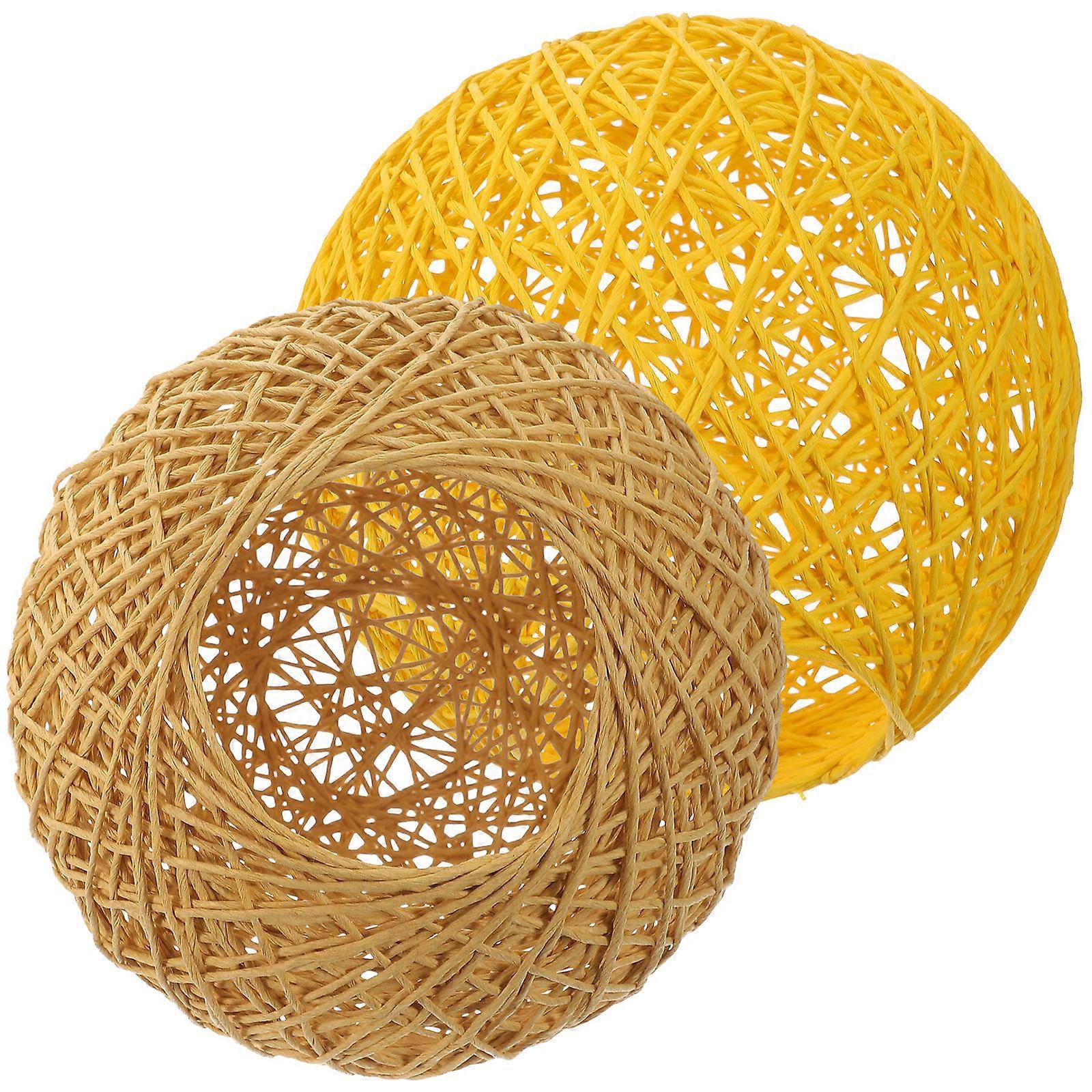 Rustic Woven Lampshade For Ceiling Lamp 15x15x15cm Softening Light 4Pcs