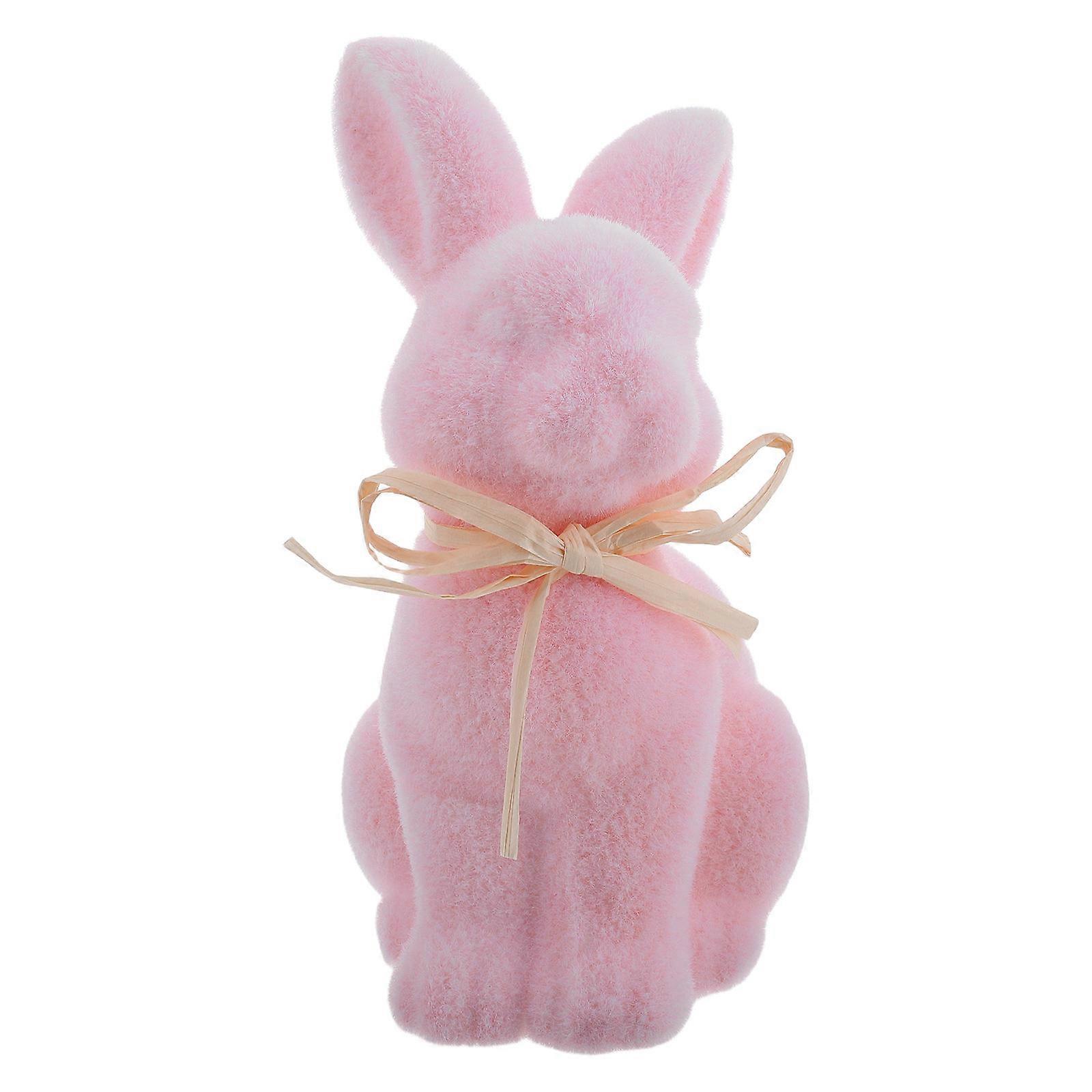 3Pcs Pink Rabbit Garden Statue Foam Figurine for Decor Easter Centerpiece