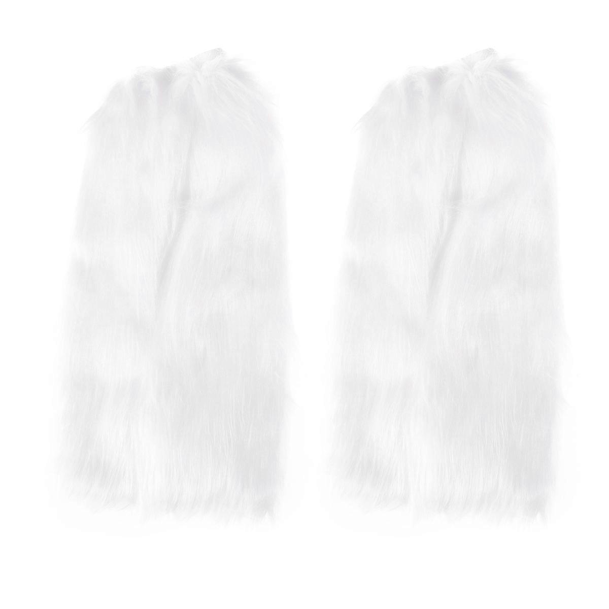 Long Plush Leg Warmer for Wearing Use 2Pcs White Faux Boot Cuffs Cover