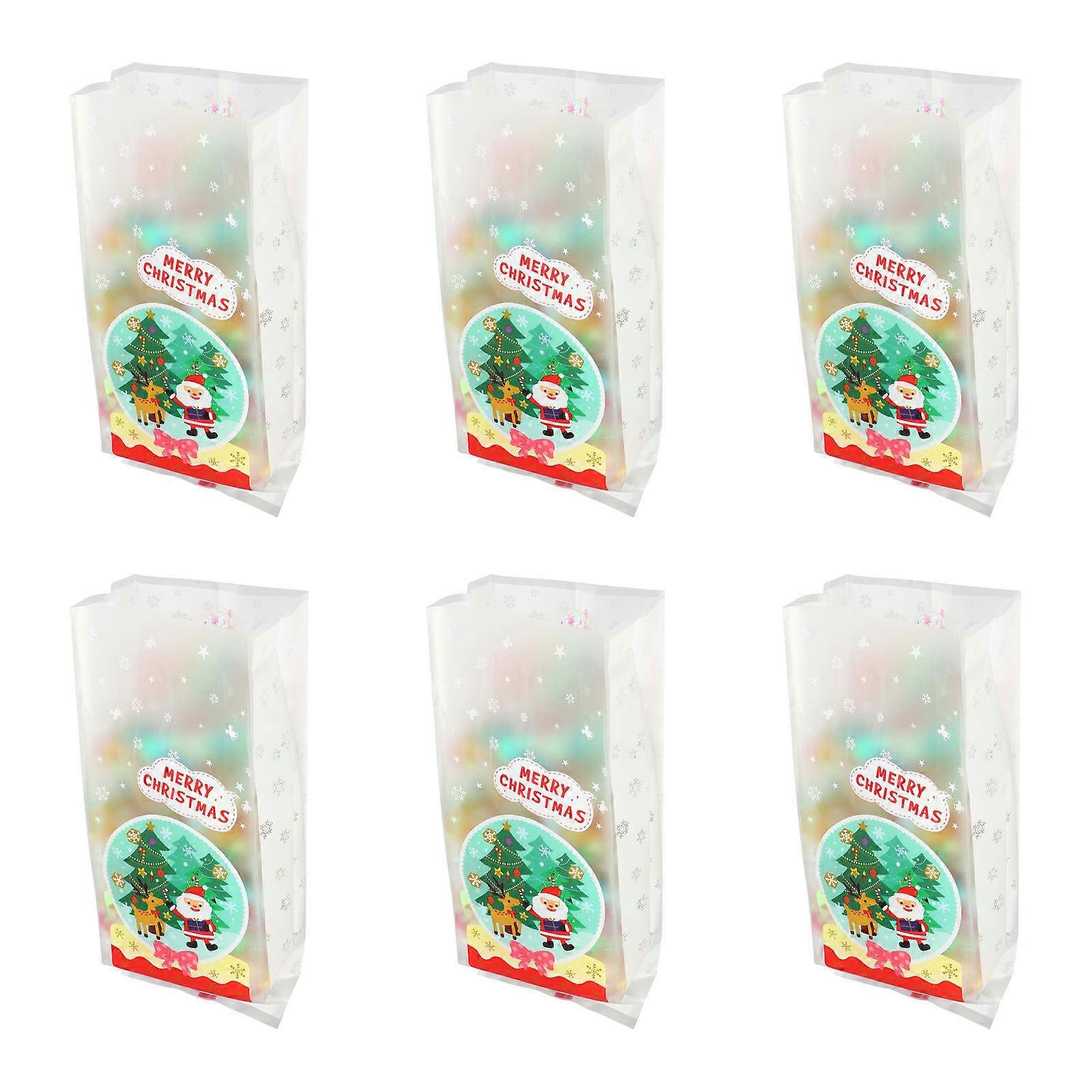 100Pcs Rectangular Christmas Santa Elements Gift Treat Bags Suitable For Candy Packaging And Gift Wrapping Multi Colored