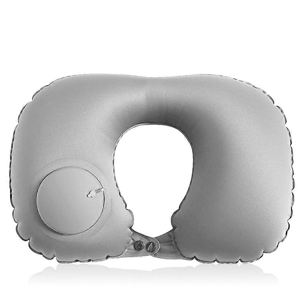 Inflatable U Shaped Pillow Neck Support Cushion Outdoor Accessory Light Grey