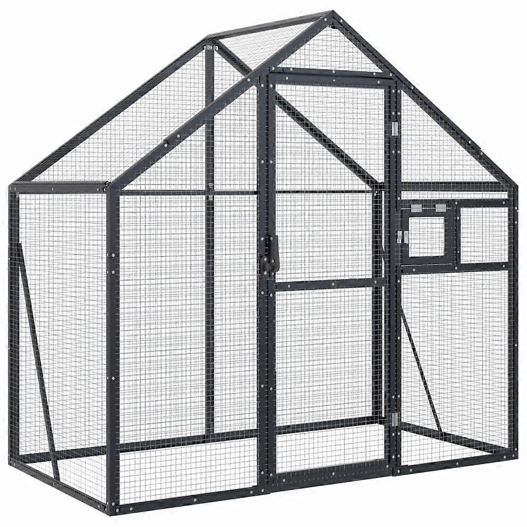 Vidaxl Πτηνοτροφείο Ανθρακί 179X100x185 Εκ. Κλουβιά Αλουμινίου για Πουλιά