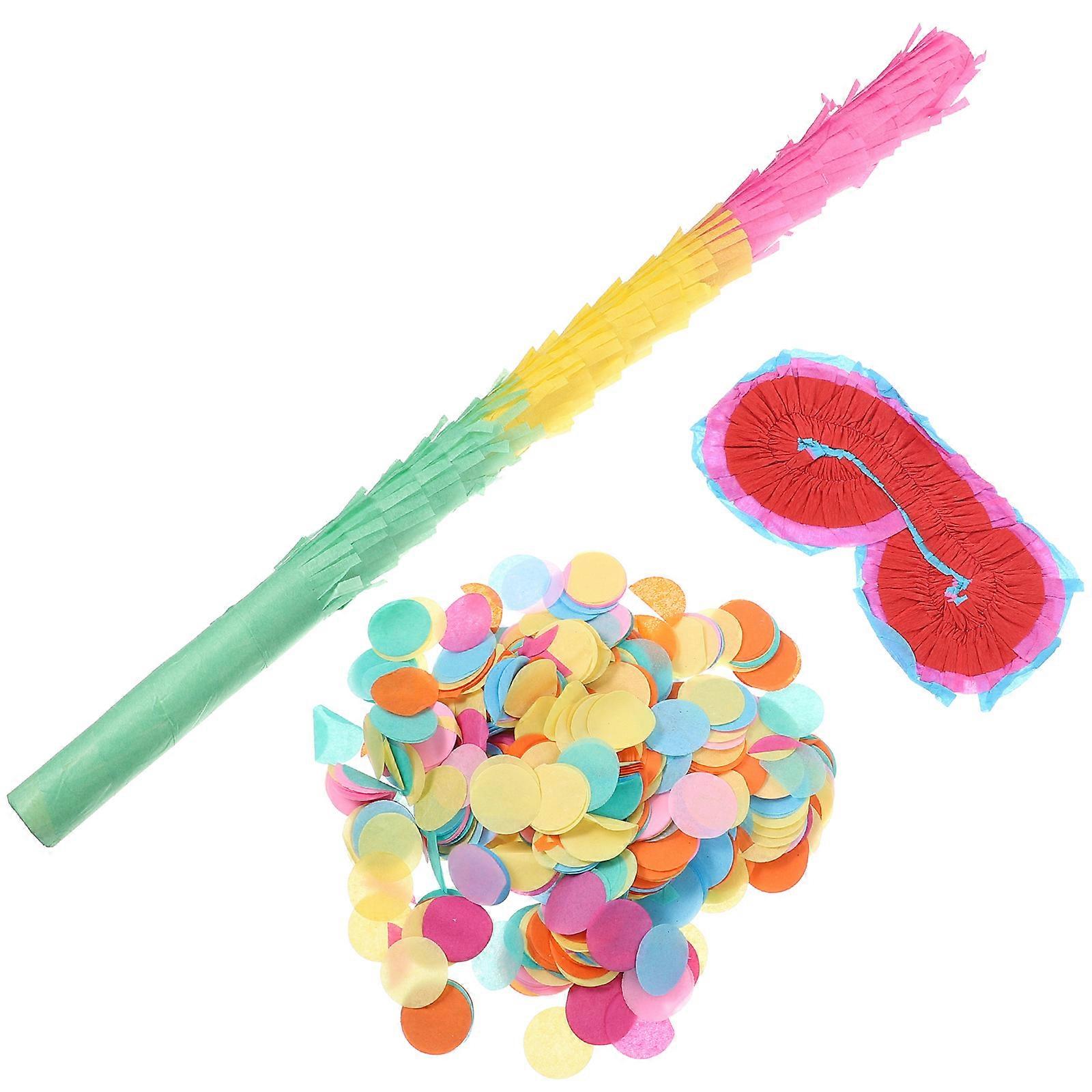 Birthday Party Pinata Stick Set for Kids 3Sets with Paper Confetti and Glasses
