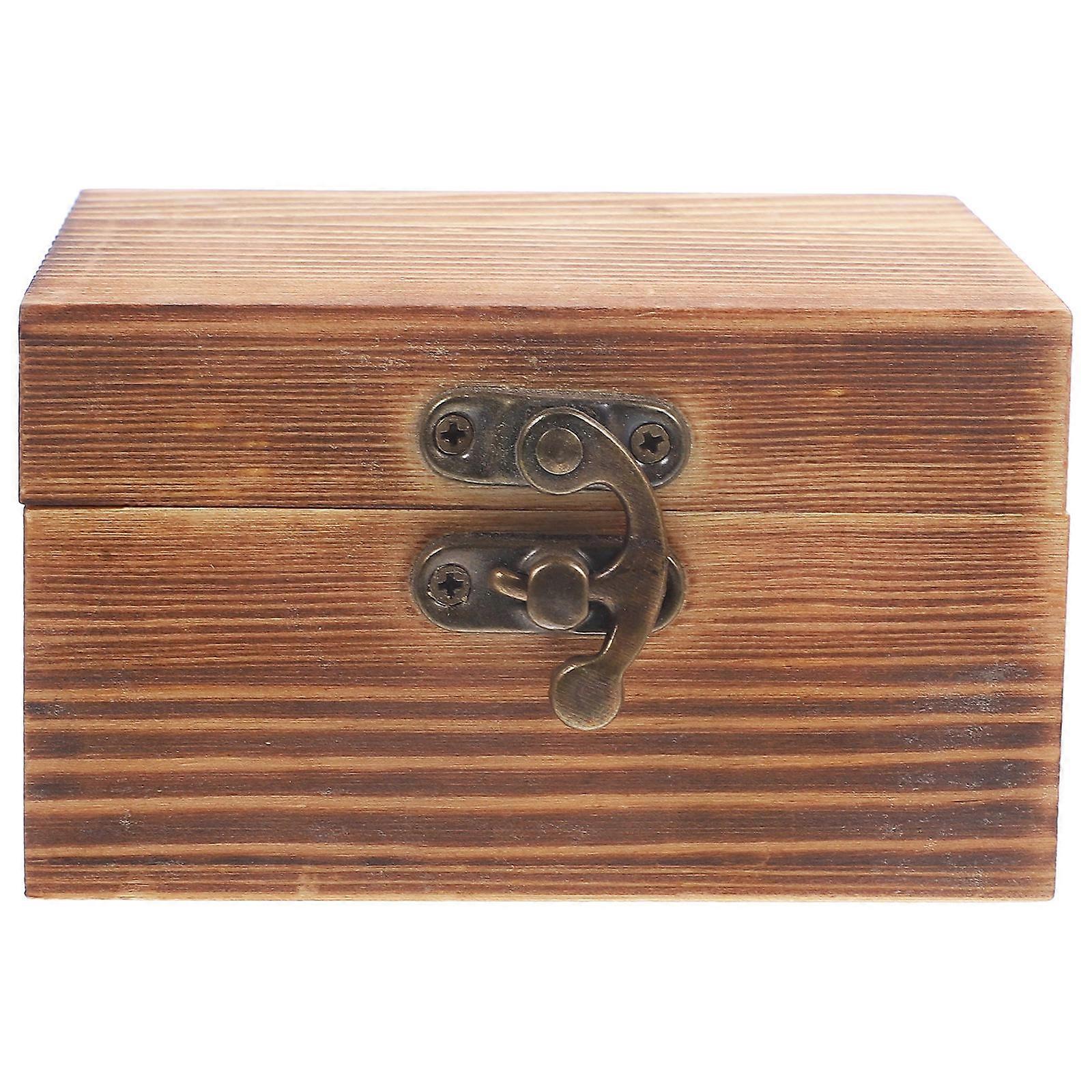 Lidded Storage Box 2Pcs Rustic Wooden Trinket Box For Jewelry Keepsakes Light Brown Organizing Home Storage Solution