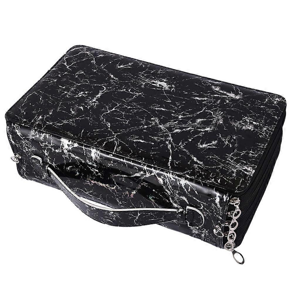 Multi-Layer Stationery Bag Pencil Case for Storage 2Pcs Black Portable Design