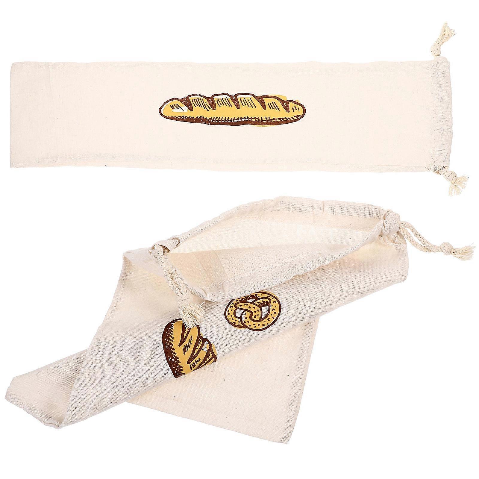 Reusable Bread Bags Linen for Bread Storage 4Pcs Drawstring Style
