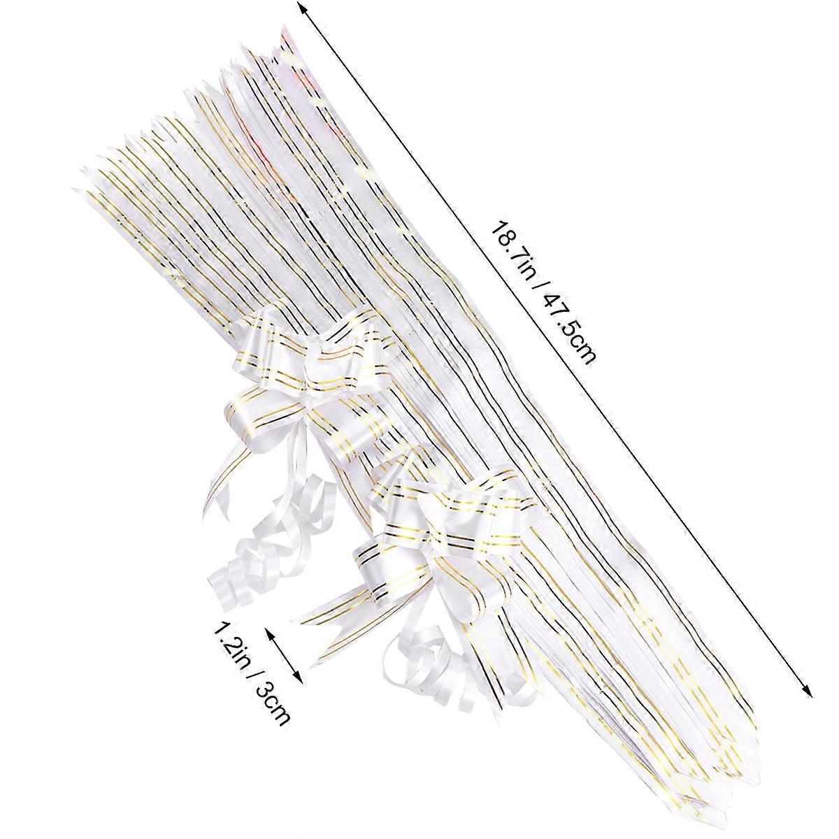 40Pcs White String Bows for Wedding Decoration Pull Bows Gift Knot Ribbon