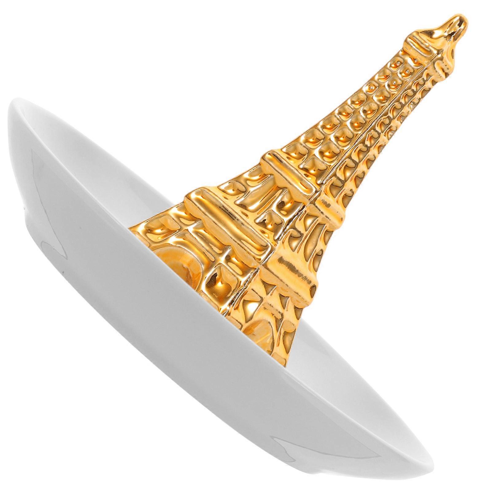 Jewelry Storage Ceramic Tower Ring Holder Golden 4Pcs