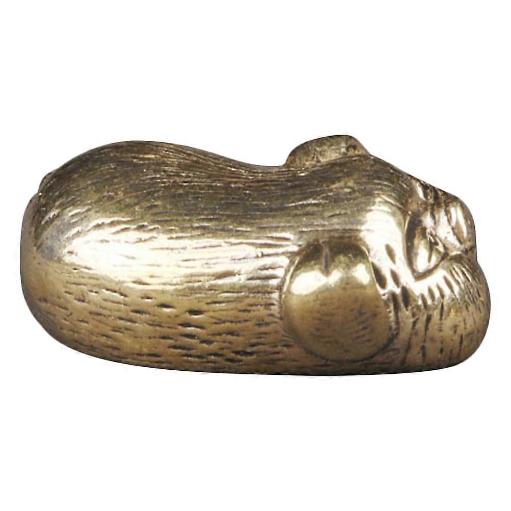 Miniature Brass Pig Statue for Table 2Pcs Retro Golden Desk Decoration