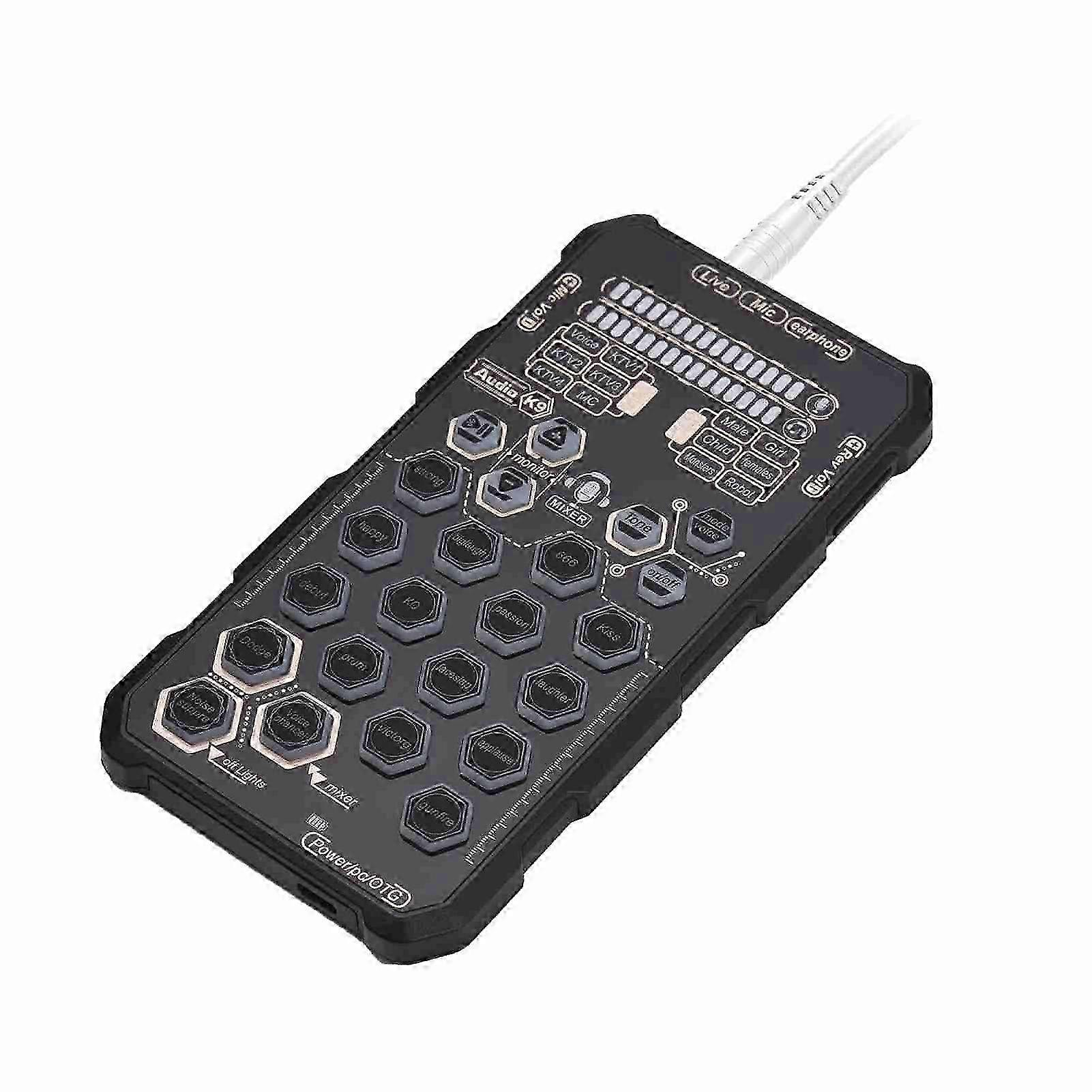 25-26 Sound Card Compact Size 6 Different Modes Live Sound Card for Music Listening Singing Recording