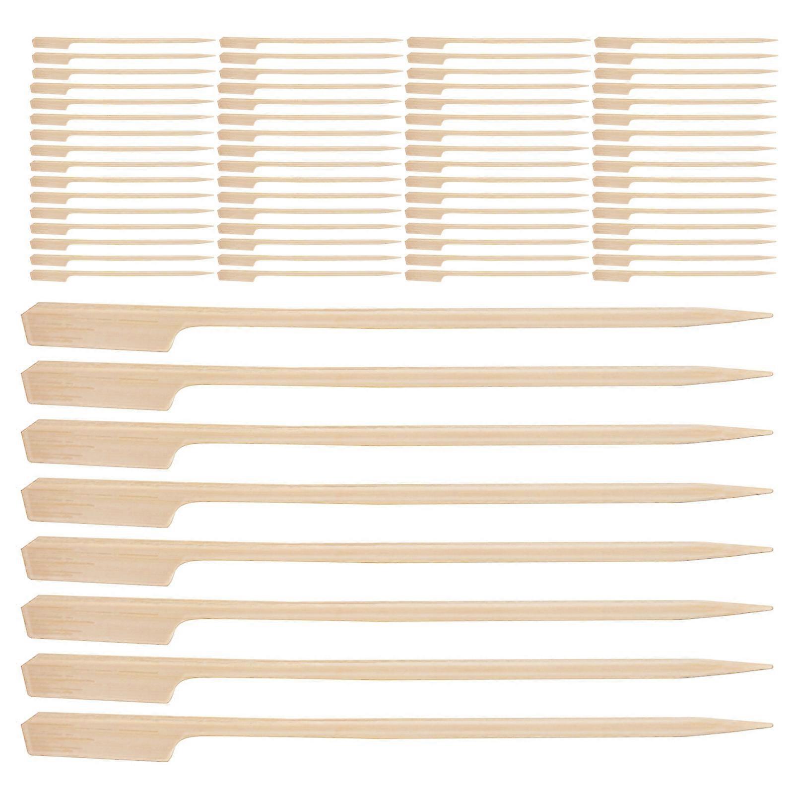 Bamboo Skewers for Bbq 200Pcs Outdoor Flat Paddle Sticks for Grilling