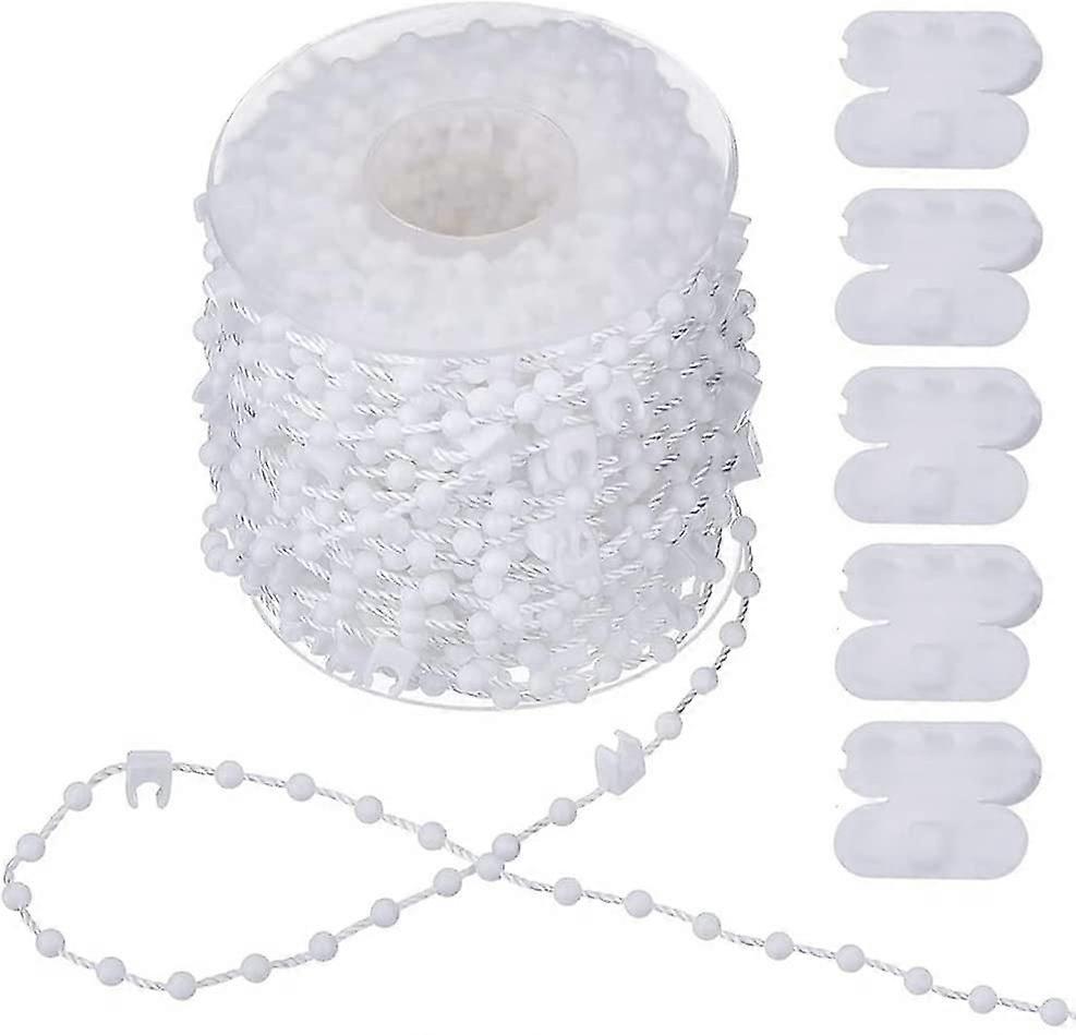 20m Vertical Blind Chain - Vertical Blind Accessories And 5 Blind Cord Connectors - Vertical Blind Bottom Chain For 89mm Slats,white