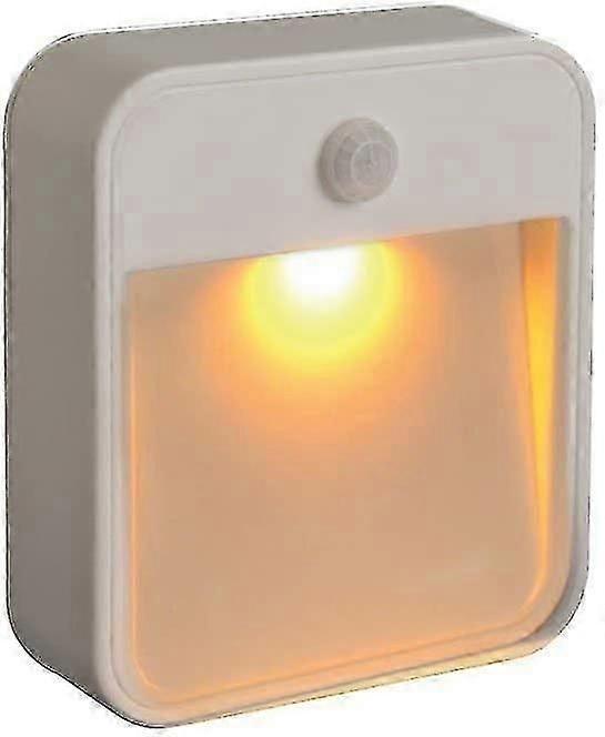 Sleep Friendly Battery-powered Motion-sensing Led Stick-anywhere Nightlight With Amber Color Light (1-pack), White