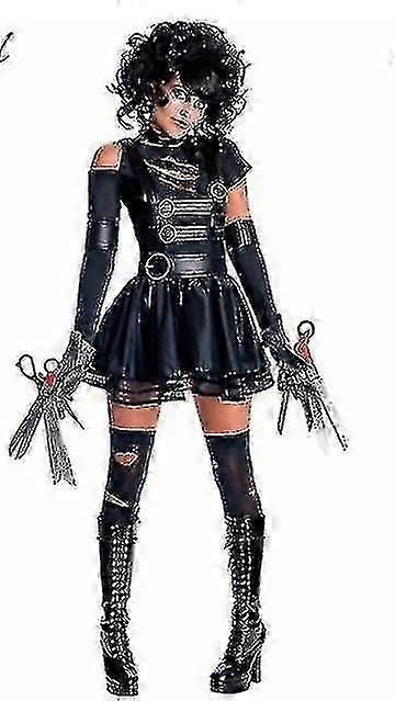 大人の女性のためのエドワードシザーハンズコスチュームハロウィーンパーティー変装女性仮装ロールプレイゲームウェア-e
