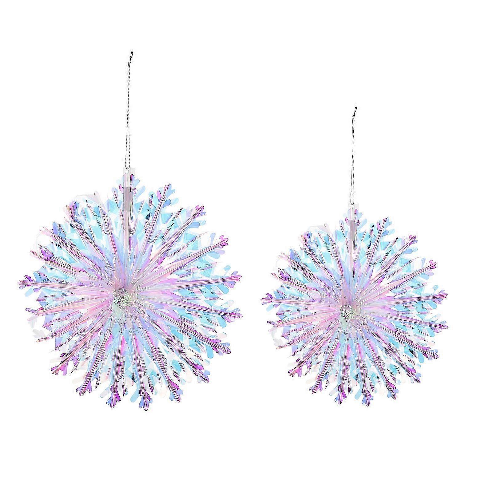 2 Pcs Nativity Decor Snowflake Tree Ornaments Winter Tree Ornaments Iridescent Hanging Ceiling Ornament Xmas Snowflake Decor