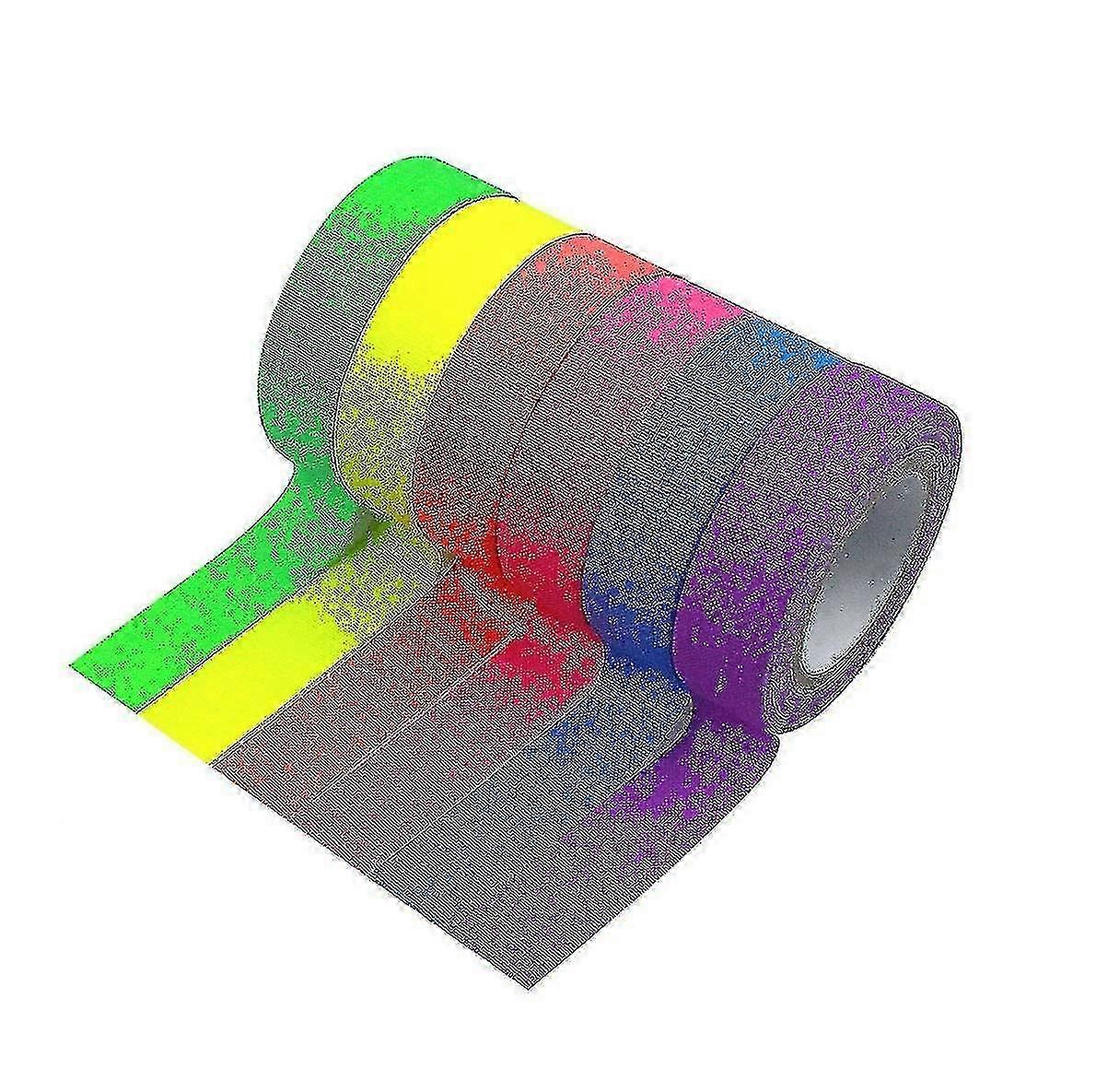 6 Rolls Fluorescent Cloth Tape, Luminous Neon Gaffer Tapes, Self Adhesive Uv Blacklight Reactive Spike Tape Glow In The Dark-1 25-26s