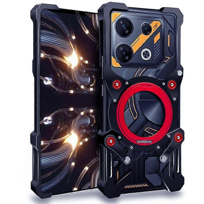 Rotating Bracket Hollow Metal Phone Case with Lanyard