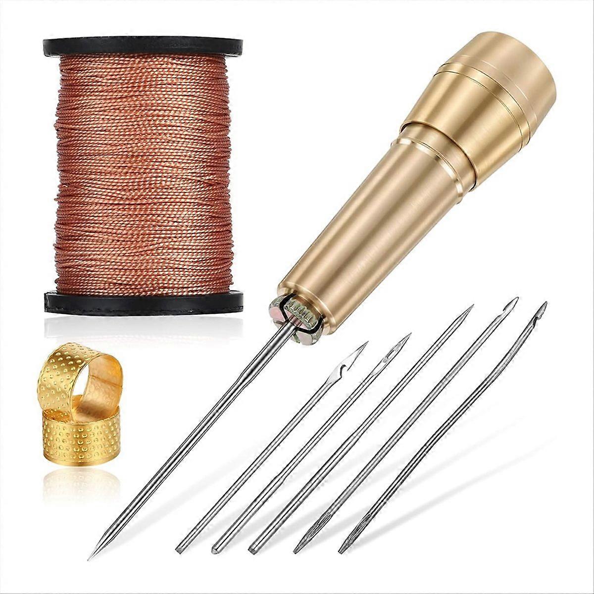 9pcs Leather Sewing Awl Kit with Copper Handle with 6 Needles