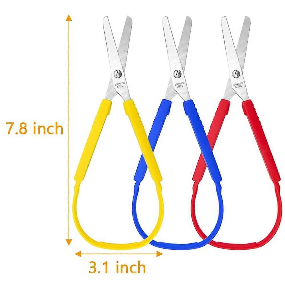 6 Pcs Loop Scissors Grip Scissor Colorful Self-Opening Adaptive Cutting Scissors for Children,Adults,Home,Office,School