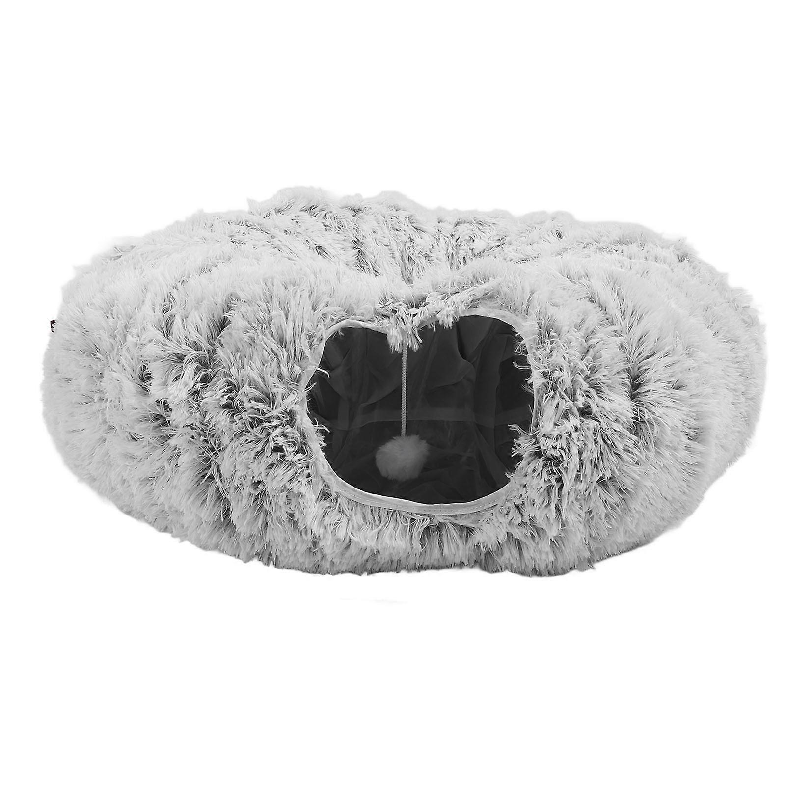 Cat Tunnel Bed Soft Plush Washable Multifunctional Folding Round Pet Tube Toy for Indoor Cats Kittens Puppy 