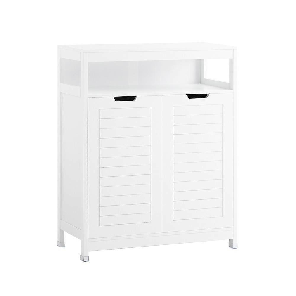 SoBuy BZR121-W,Bathroom Floor Standing Cabinet Bathroom Storage Cabinet Cupboard with 2 Doors And Adjustable Shelf,No Handle Design
