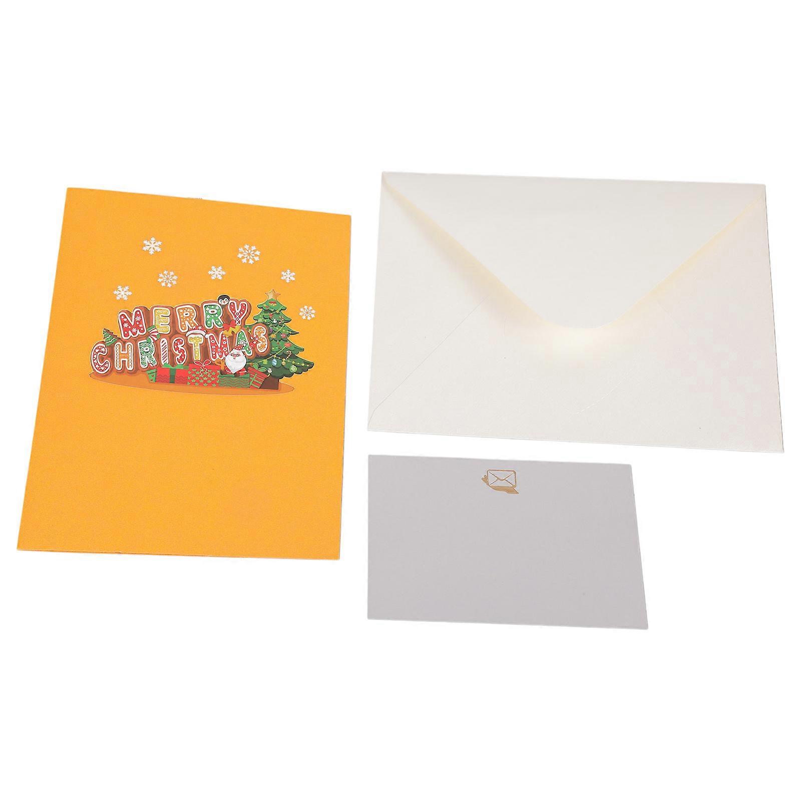 Hyvää Joulua 3D-ponnahdusikkunakortti jouluksi ja uudelle vuodelle, talvilomakortit, lahjat kirjekuorella, monivärinen